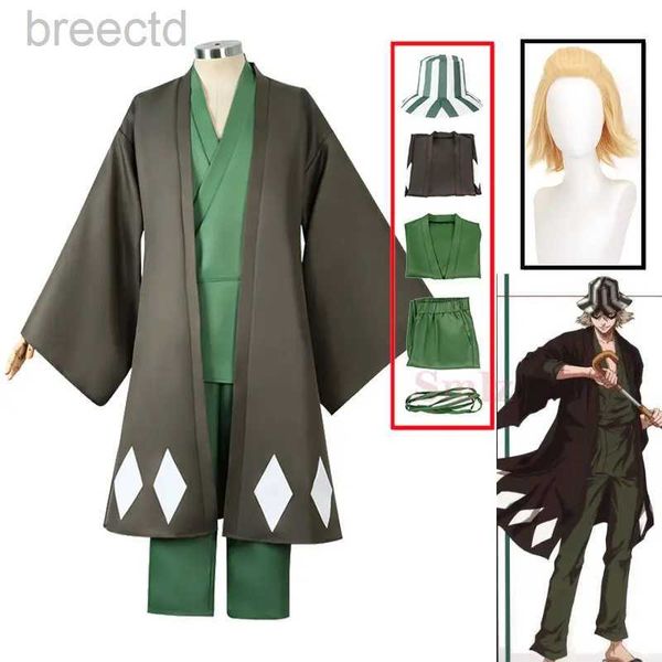 Disfraces de anime urahara kisuke cospaly anime blanqueador cosplay disfraz aldult gris kimono pantalones atuendos de sombrero de halloween carnaval disfraz 240411