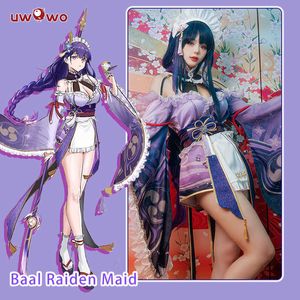 Anime -kostuums uwowo raiden shogun cosplay kom kom genhin impact fanart raiden shogun eibaal kimono maid jurk sexy ver cosplay come z0301