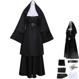 Anime kostuums vintage middeleeuwse missionaris non cosplay kostuum priester zwart gewaad jurk volwassen man vrouw religieuze vrome katholieke kerk pak