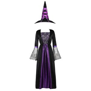 Costumes d'anime Costume de sorcière pour femmes longue robe classique de sorcière Costume d'halloween cosplay