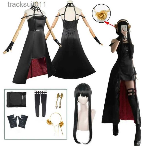 Disfraces de anime Yor Forger Cosplay Anime Spy X Family Cosplay Come Yor Forger Peluca Vestido negro Traje Cosplay Come Pelo largo Ropa de mujer L231027