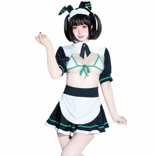 Anime Mignon Maid Cosplay Costume Bunny Girl Sexy Top Jupe Chapeaux Uniforme Femmes Discothèque Costume Lingerie Sexy Halen Vêtements l8Sl #