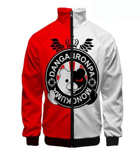 Anime Dangan Ronpa Danganronpa Mono Kuma Monokuma Oso Blanco Negro Impresión 3D Cuello alto Chaqueta con cremallera Prendas de abrigo Disfraz de cosplay5303530