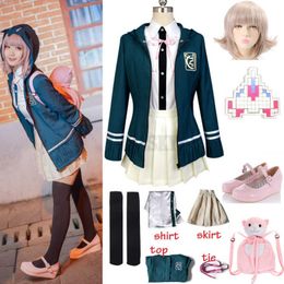 Anime Danganronpa Chiaki Nanami Cosplay uniforme chaqueta camisa peluca bolsa conjunto completo para mujeres Cosplay disfraz mochila sombreros zapatos Y0903