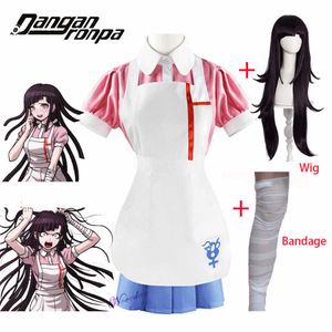 Anime Danganronpa Mikan Tsumiki Cosplay Costume Halloween Party Ultime Infirmière Costume Rose Café Maid Uniforme Outfit Pour Les Femmes Y0903