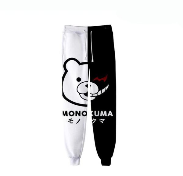 Anime Danganronpa Monokuma 3D Joggers pantalones hombres mujeres pantalones casuales Hip Hop pantalones de chándal negro blanco oso disfraces de Cosplay 7301486