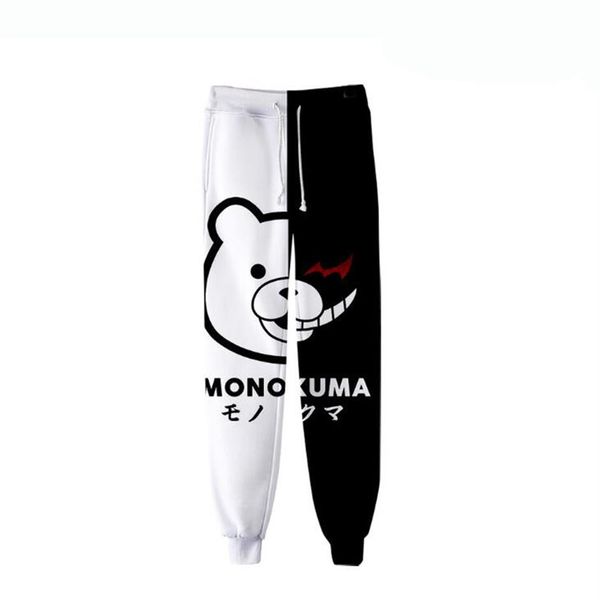 Anime Danganronpa Monokuma 3D Joggers pantalon hommes femmes pantalon décontracté Hip Hop pantalons de survêtement noir blanc ours Cosplay Costumes266f