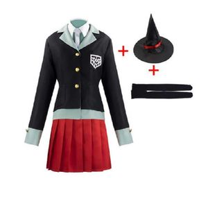 Anime DangAnronpa Yumeno Himiko Cosplay completo Disfraz de Halloween Carnaval Estudiante Uniforme Rojo WIG Y0913
