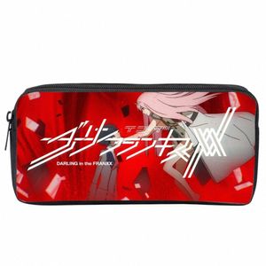 Anime Darling in the Franxx Student Pencil Case Kids Carto Pencil Bag Adolescente Cremallera Bolso Mujeres Niñas Bolsa de maquillaje 97K0 #