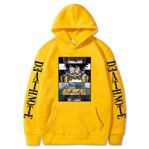 Anime Death Note Note Eyes Graphics Hoodies Hip Hop Streetwear Heren Dames Anime Hooded Sweatshirt Pullover Oversized Hoodie Y211122