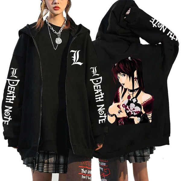 Sweat à capuche pour hommes et femmes, Anime Death Note, vestes graphiques drôles, pulls, Haruku Y2k, manteaux à fermeture éclair, hip hop, vêtements féminins