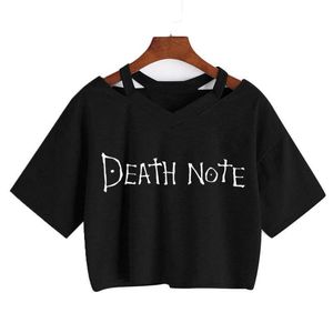 Anime Death Note Yagami Light print T-shirt Femme Manches Courtes Gothique Tees Japonais Manga Misa Killer L Punk Harajuku Crop tops X0628