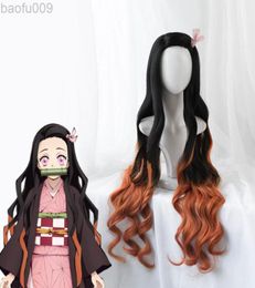 Anime Demon Geen Nezuko Pruik Lange Hittebestendige Synthetisch Haar Perucas Cosplay Pruiken en Pruik Cap L2208025821049