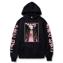 Anime Demon Slayer Hoodies Kamado Nezuko Kimetsu Geen Yaiba Streetwear Sweatshirts Hoodie Oversized Gezellige Tops Truien Sudadera 220809