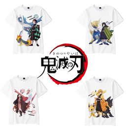 Anime Demon Slayer Kimetsu No Yaiba Cosplay Disfraz Kamado Tanjirou Nezuko Agatsuma Zenitsu Unisex Impresión 3D Camiseta de manga corta283C