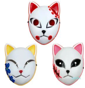 Masque LED Demon Slayer Kimetsu No Yaiba, accessoires de Cosplay Sabito Kamado Tanjirou Makomo, masques lumineux de fête d'halloween pour adultes