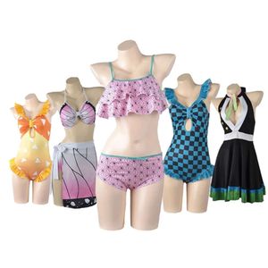 Anime Demon Slayer Badpak Bikini met Kimono Cover Up Vrouwen Nezuko Shinobu Cosplay Kimetsu Geen Yaiba Badmode Sexy Badpak suitcosplay