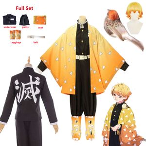 Anime Demon Slayers Agatsuma Zenitsu Cosplay Kostuum Volwassen Kinderen Halloween Kleding Kimono cosplay
