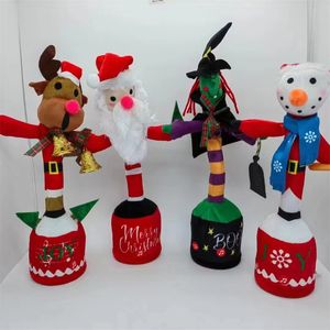 Juguete de peluche eléctrico de Anime, Cactus bailando, lengua oscilante, cantando, Papá Noel, modelo de grabación recargable, regalo feliz para niños