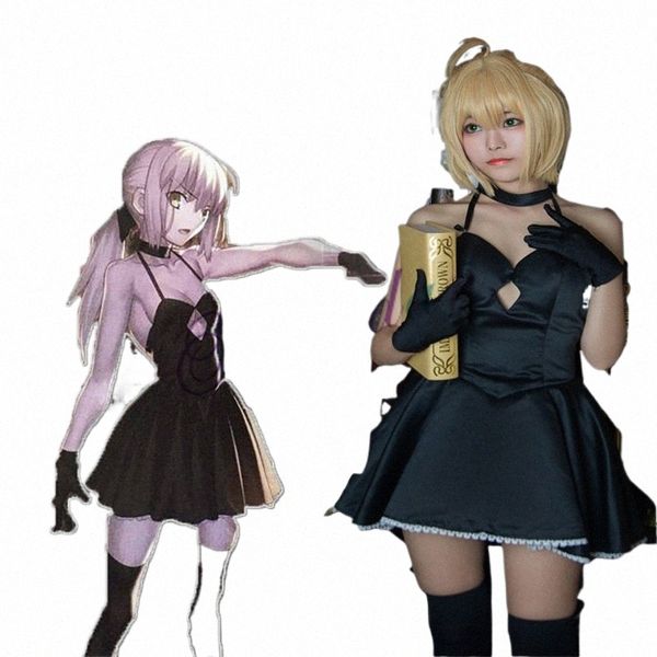 Anime Fate Stay Night Saber Alter Arturia Pendrag Cosplay Mujeres Sexy FGO Zero Fate Black Maid Gothic Lolita Dr F2bz #