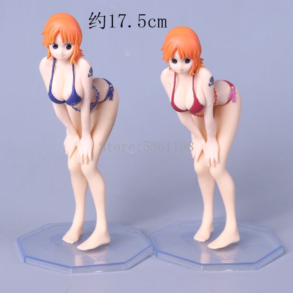 Figura de Anime de una pieza Nami Bikini figuras de acción de juguete traje de baño de una pieza chica Nami figurita colección modelo muñeca regalo 17cm X0522