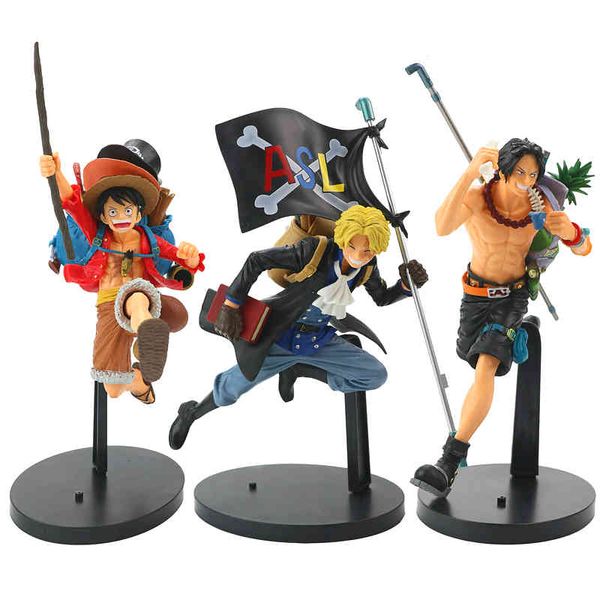 Anime Figur One Piece Running Sabo Ace Rucksack Monkey D Luffy Actionfiguren PVC Sammlung Modell Spielzeug Geschenke Luffi Figur X0526