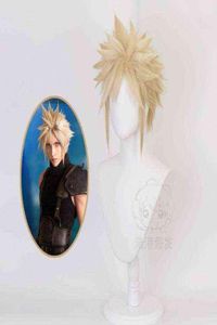 Anime Final Fantasy VII FF7 Cloud Strife Linnen Blond Cosplay Pruiken Hittebestendige Haar Pruik Y22040895669049360564