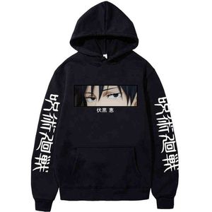 Anime fushiguro megumi hoodie jujutsu kaisen sweatshirts mannen lange mouw veer casual tops sudaderas kpop kleren streetwear g220713