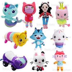 Anime Gabbys Dollhouse Plush Toy Mercat Cartoon Gepakte dieren Lachten Cat Car Cat Hug Gaby Girl Doll Birthday Fan Sticker Gift T230815