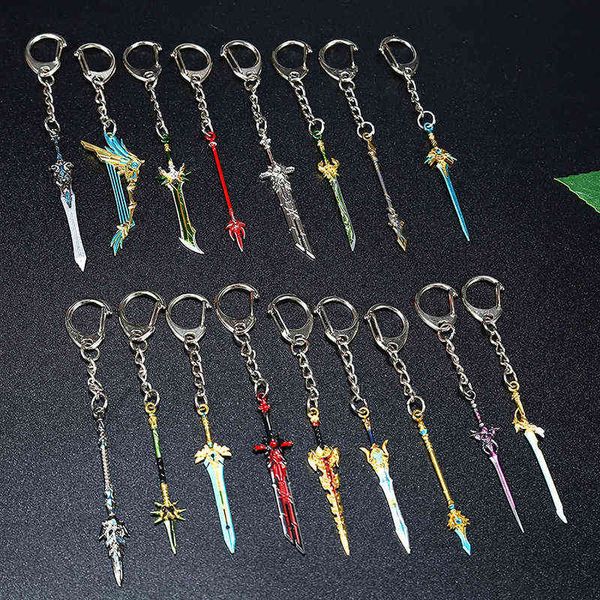 Jeu d'anime Genshin Impact porte-clés arme porte-clés lame épée porte-clés pendentif porte-clés en métal charme hommes bijoux Y1231