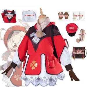 Anime Game Genshin Klee Cosplay Costume Backpack Wig Shoes Outfit Lolita Dress Women Halloween Girls Game Sets Impact Project J220720