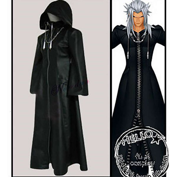 Anime juego Kingdom Hearts 2 organización Xiii abrigo negro bata fiesta de Halloween Cosplay disfraz