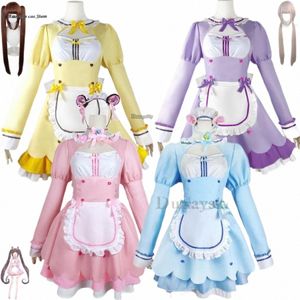 Jeu d'anime Nekopara Chocola Vanilla Cosplay Costume Perruque Maid Dr Lolita Servante Jupe Femme Sexy Kawaii Costume De Fête D'anniversaire 68BK #