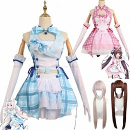 Anime Jeu NEKOPARA Vanille Chocola Cosplay Costume Perruque Treillis Maid Tenue Belle Dr Femme Sexy Kawaii Halen Costume f7gd #