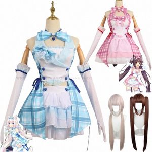 Anime Jeu NEKOPARA Vanille Chocola Cosplay Costume Perruque Treillis Maid Tenue Belle Dr Femme Sexy Kawaii Halen Costume f7gd #