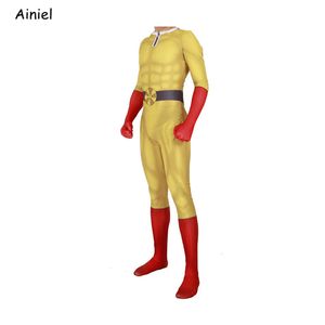 Anime game one punch-man cosplay kostuum saitama oppai superheld bodysuit pak jumpsuit zentai halloween kostuum voor kinderen volwassen