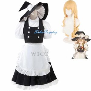 Jeu d'anime Touhou Project Kirisame Marisa Cosplay Costume Kirisame Magic Shop Perruque Femme de ménage Tenue Femme Sexy Kawaii Halen Costume F8w5 #