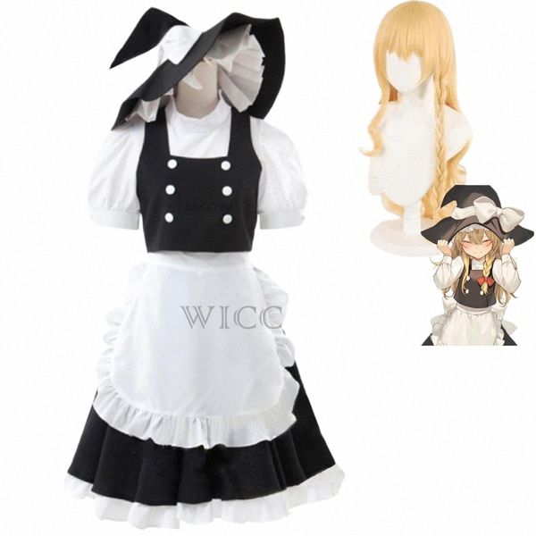 Anime Jeu Touhou Projet Kirisame Marisa Cosplay Costume Kirisame Magic Shop Perruque Maid Tenue Femme Sexy Kawaii Halen Costume v9zm #