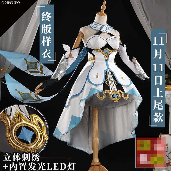 Anime! Genshin Impact Traveler Lumine Game Costume Noble Robe Belle Uniforme Cosplay Costume Halloween Outfit Pour Femmes 2020 NOUVEAU Y0903