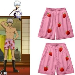 Anime Gintama Gin San Ichigo Strawberry 3d Print Board Shorts Trunks Summer Frappe Dry Beach Men Femmes Pantalons courts 240402