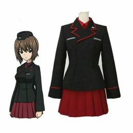 Anime Girls und Panzer Maho Nishizumi Cosplay Costume Uniforme Robe Custom Made2755