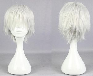 Anime Grim Tokyo Ghoul Cosplay perruque gourou Ken Kane argent blanc court droite fibre cheveux perruque cheveux postiche fête halloween COS accessoires de déguisement