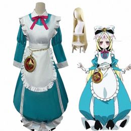 Anime jaillissant sur les filles magiques Cosplay Morino Ku Cosplay Costume Morino Ku perruque bleu femme de chambre Dr femmes Haln costume f3v6 #