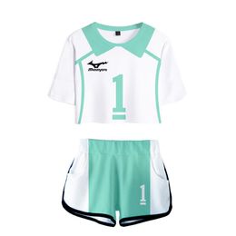 Anime Haikyuu Cosplay kostuum Aoba Johsai High School Volleybalclub Oikawa Tooru Tracksuit Women Two -Pally Set Tops en Shorts 276p