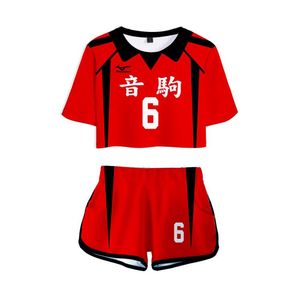 Anime Haikyuu Cosplay Costume Nekoma High School Volleyball Club Kozume Kenma Kuroo Tetsurou en deux pièces Femmes Tops et Shorts O9380652