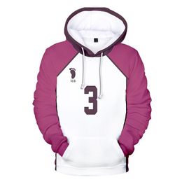 Anime Haikyuu Cosplay Costume Shiratorizawa Academy Volleyball Club Ushijima Wakatoshi Tendo Satori unisexe 3D sweat à capuche Sweatshirt237m