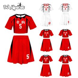 Anime Haikyuu Cosplay Traje Top y falda Conjunto de dos piezas Wakatoshi Tendo Satori Chándal Mujeres Shiratorizawa Academy Ushijima J220720