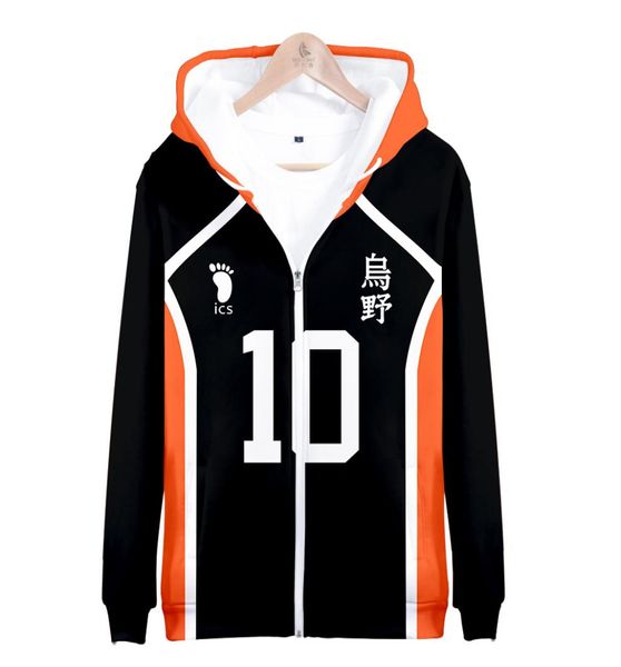 Disfraz de Cosplay de Anime Haikyuu Hinata Shoyo, uniforme de club de voleibol escolar Karasuno, chaqueta con cremallera para mujeres y hombres, ropa deportiva8351755