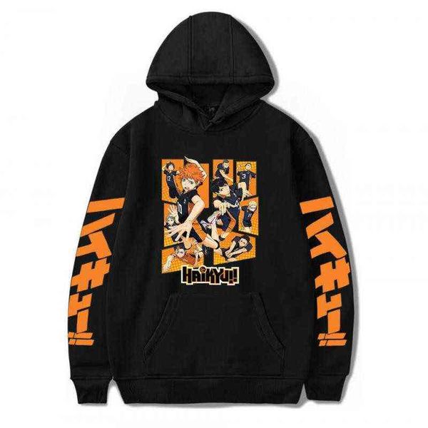 Anime Haikyuu Sudaderas con capucha Sudaderas Hombres / Mujeres Karasuno Fly High Gráfico Streetwear Jersey Invierno Cálido Unisex Anime Sudaderas G220429