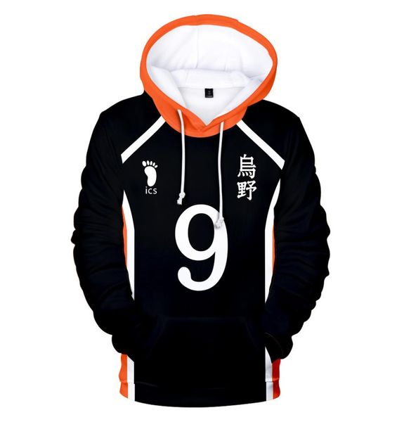 Anime haikyuu karasuno cosplay costume 3d imprime à swets à capuche à hommes surdimensionnés